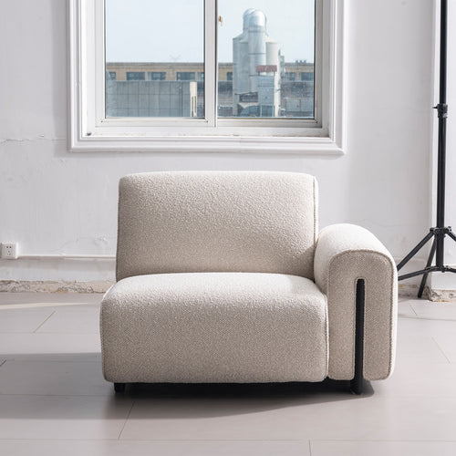 Minimalist Boucle Fabric Modular Corner 1 Seater Sofa COLLE Good to Know Preview-1