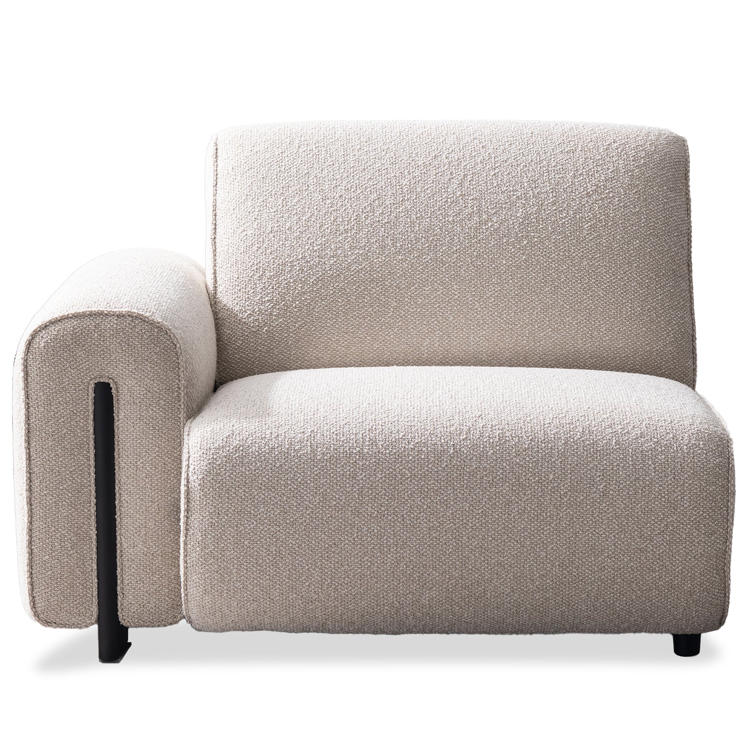 Minimalist boucle fabric modular corner 1 seater sofa colle conceptual design.