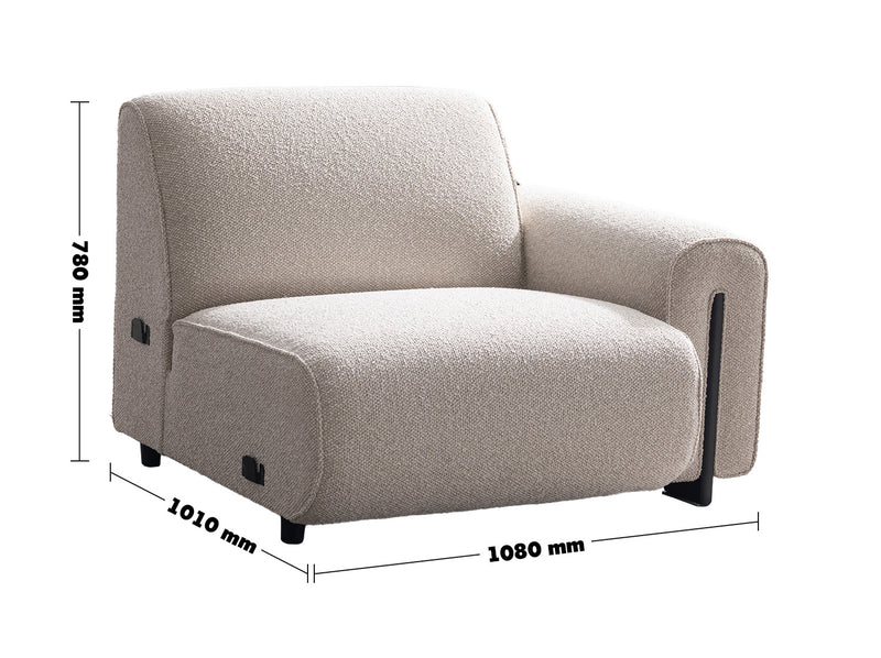 Minimalist Boucle Fabric Modular Corner 1 Seater Sofa COLLE Size Chart