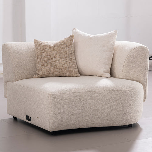 Scandinavian Boucle Fabric Modular Corner 1 Seater Sofa RENE Good to Know Preview-1