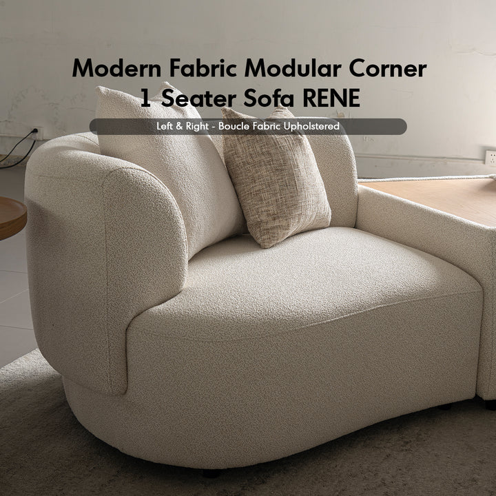 Modern Boucle Fabric Modular Corner 1 Seater Sofa RENE