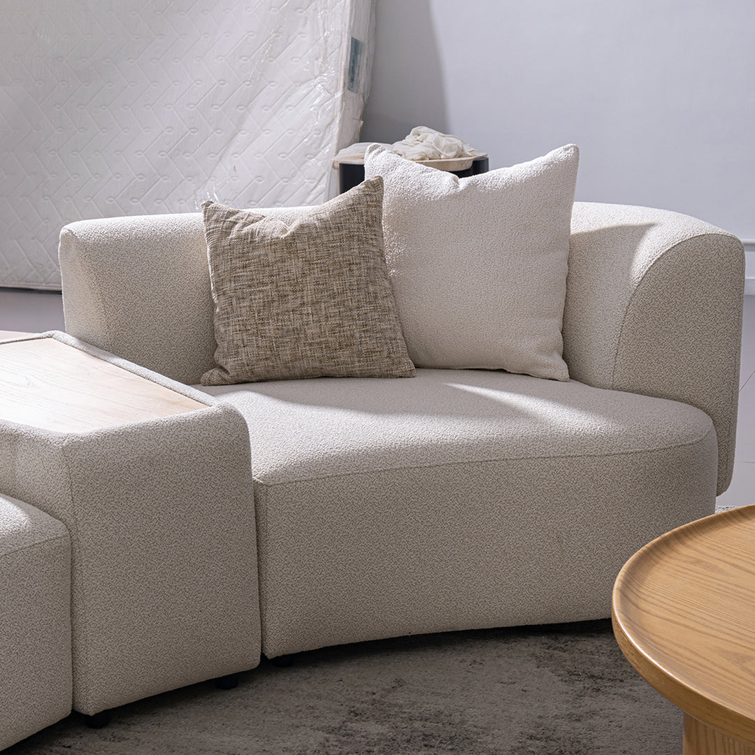 Modern Boucle Fabric Modular Corner 1 Seater Sofa RENE