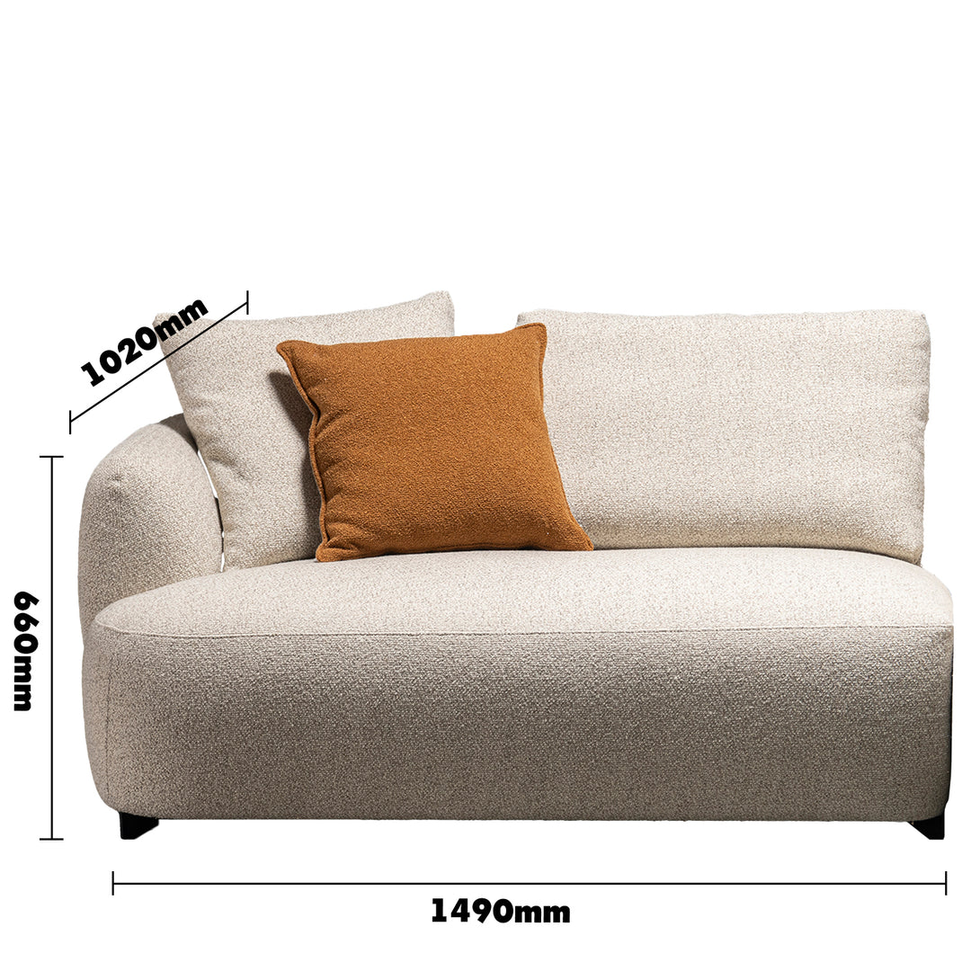 Modern boucle fabric modular corner 1 seater sofa serene size charts.