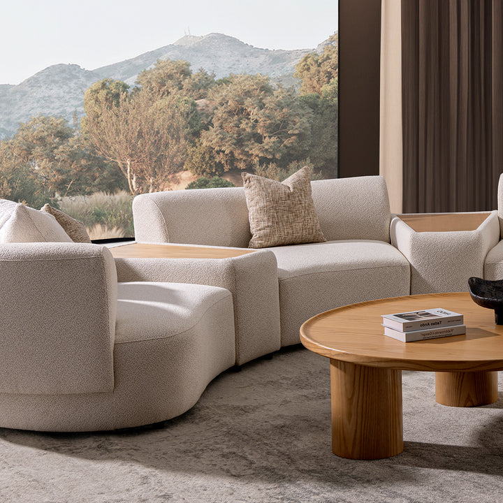 Modern Boucle Fabric Modular Joint Connection 1 Seater Sofa RENE