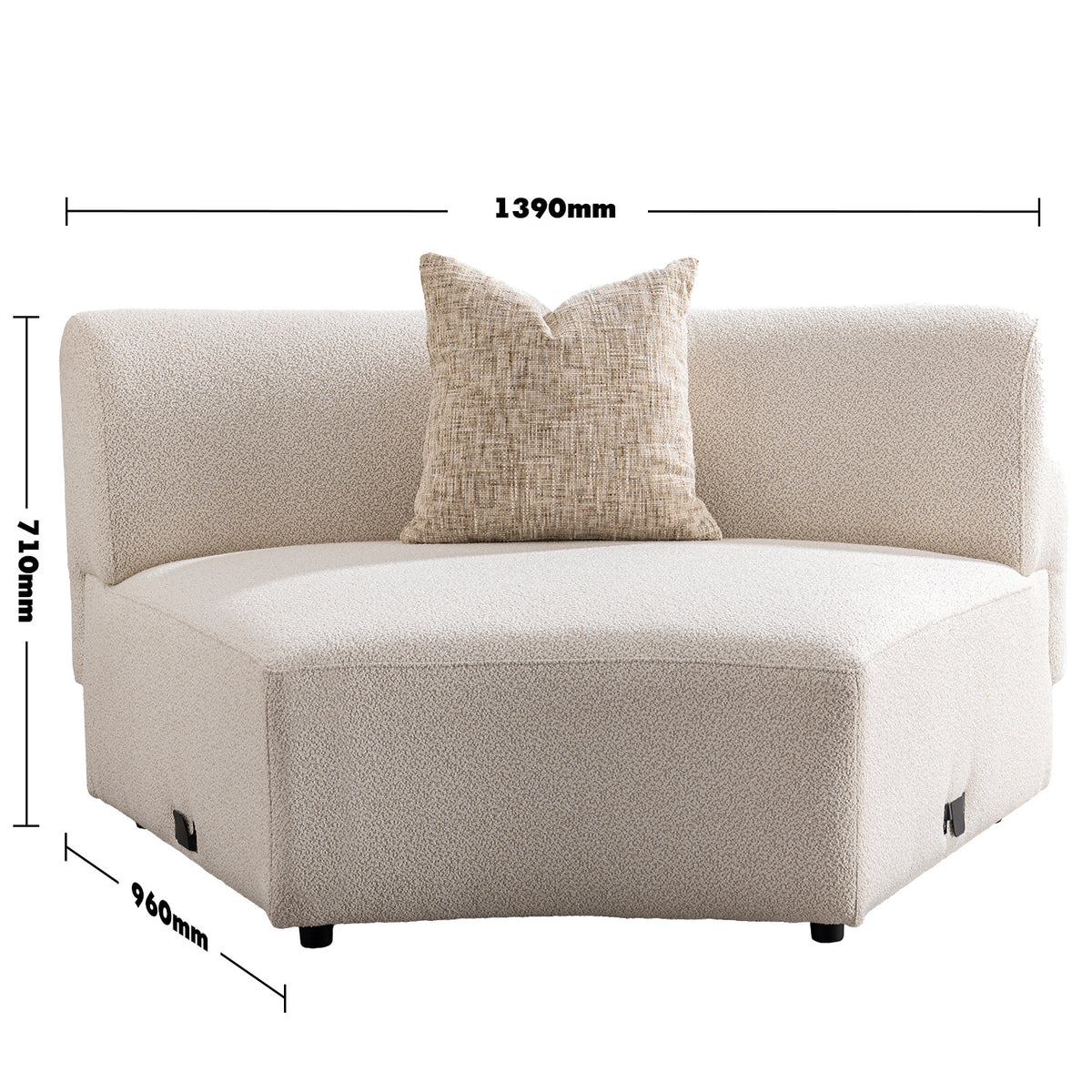 Modern boucle fabric modular joint connection 1 seater sofa rene size charts.