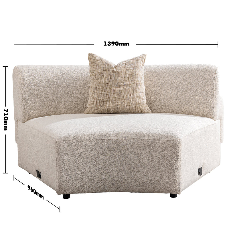 Modern boucle fabric modular joint connection 1 seater sofa rene size charts.