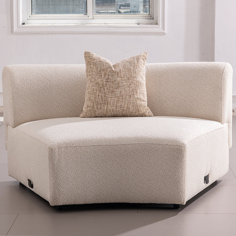 Scandinavian boucle fabric modular joint connection 1 seater sofa rene primary product view.