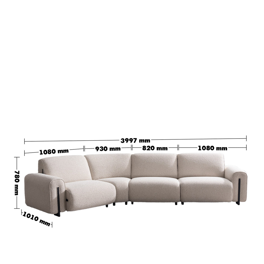 Modern boucle fabric modular l shape sectional sofa colle 3+l size charts.