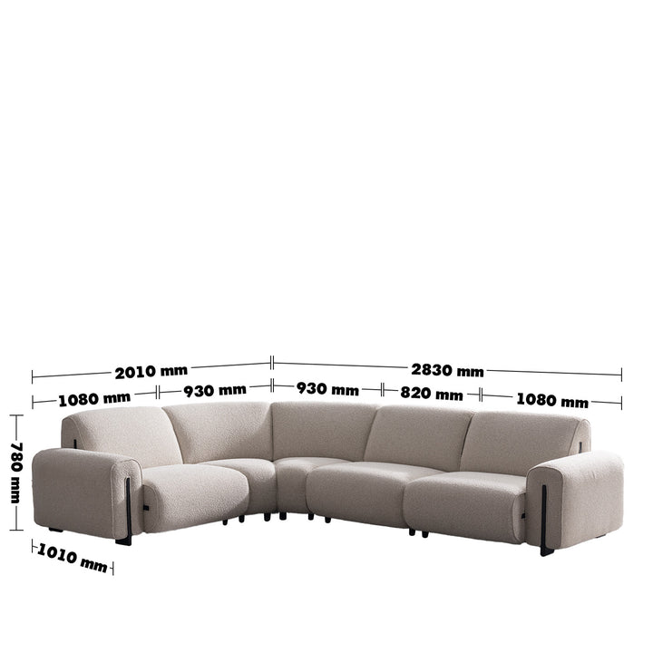 Modern boucle fabric modular l shape sectional sofa colle 4+l size charts.