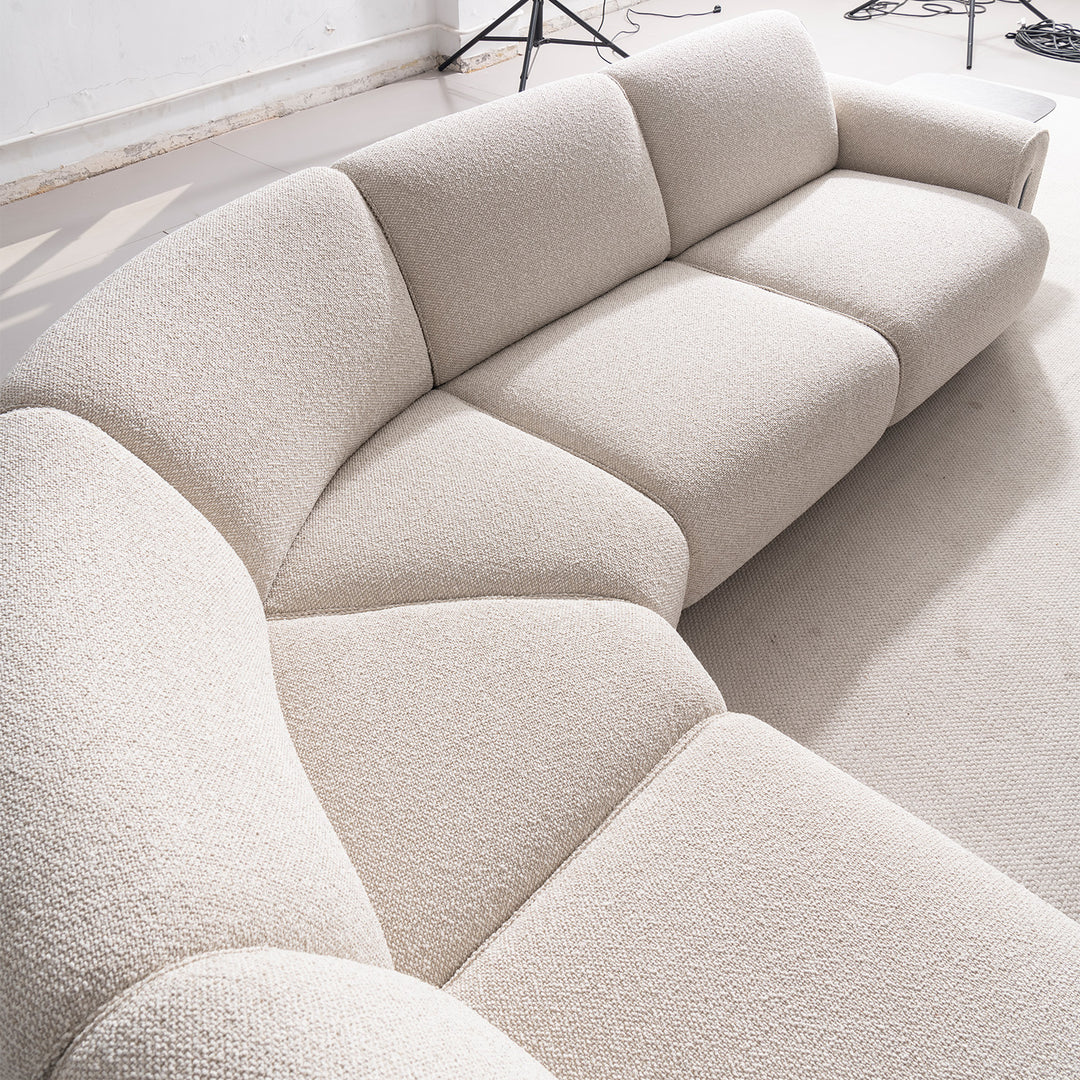 Modern boucle fabric modular l shape sectional sofa colle 4+l in details.