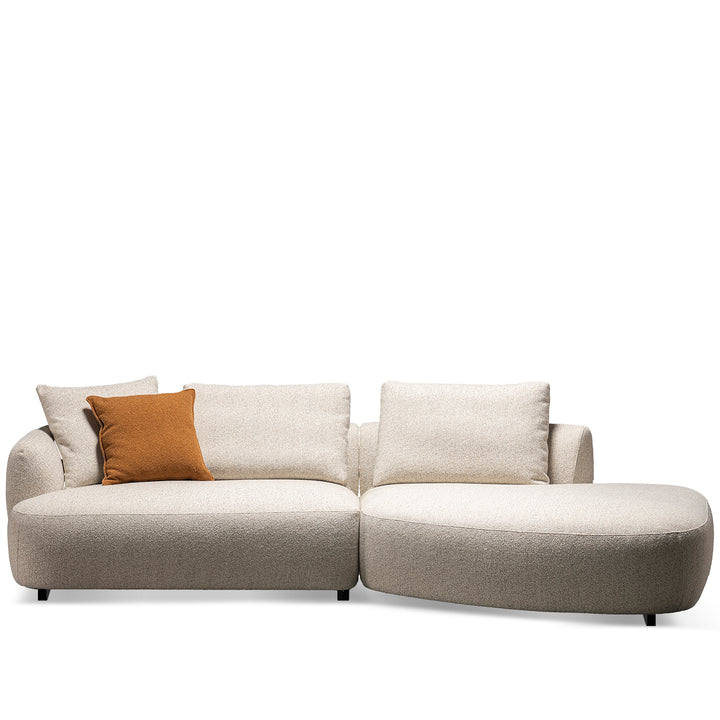 Modern boucle fabric modular l shape sectional sofa serene 2+l in white background.