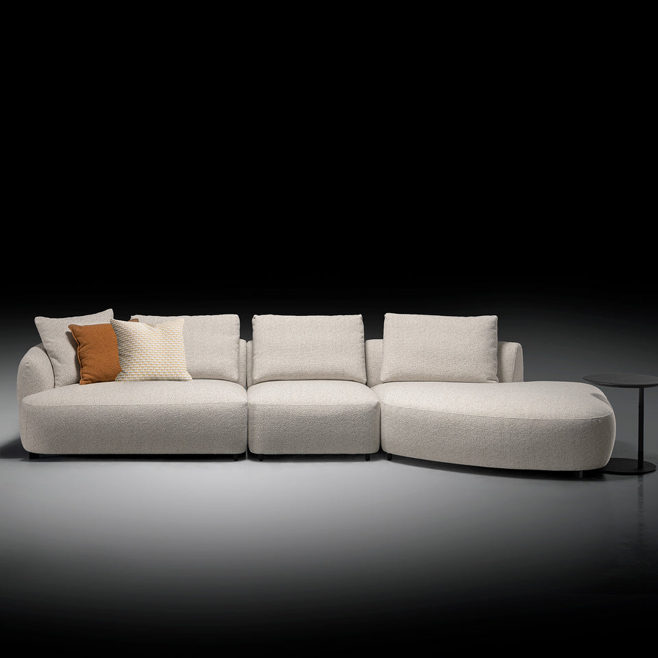 Cream boucle fabric modular l shape sectional sofa serene 3+l primary product view.