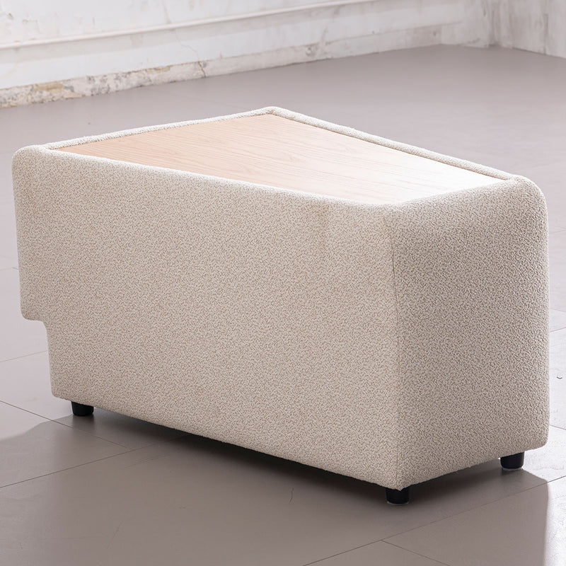 Modern boucle fabric modular side table rene in still life.