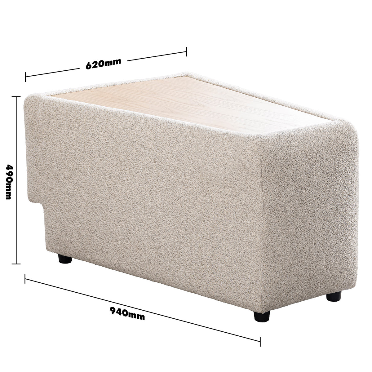 Modern boucle fabric modular side table rene size charts.