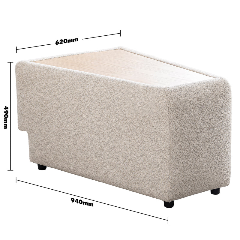 Modern boucle fabric modular side table rene size charts.