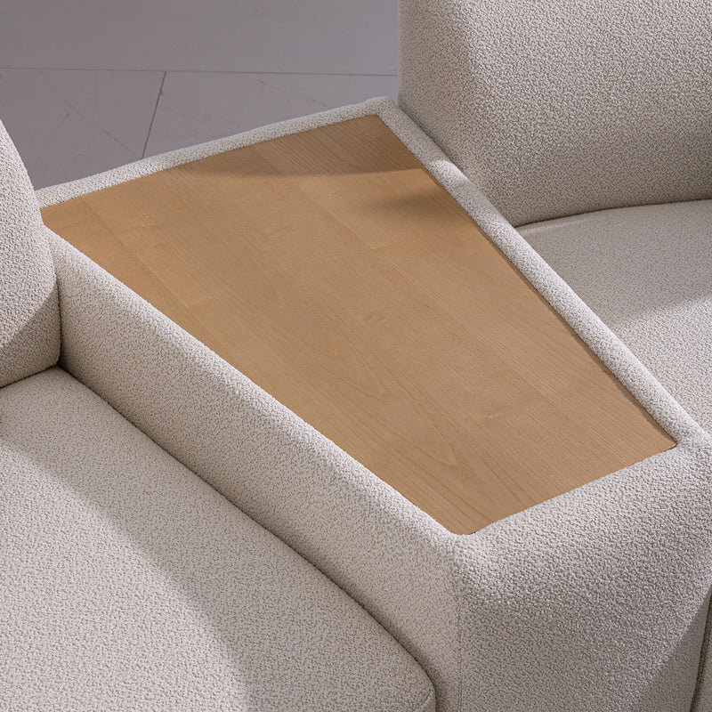 Modern boucle fabric modular side table rene in real life style.