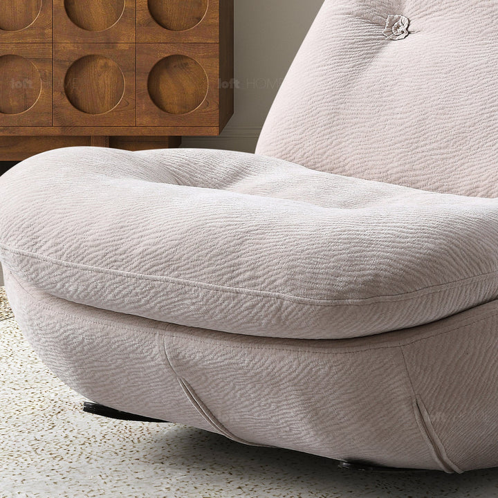 Modern chenille velvet fabric rocking 1 seater sofa nebula in still life.