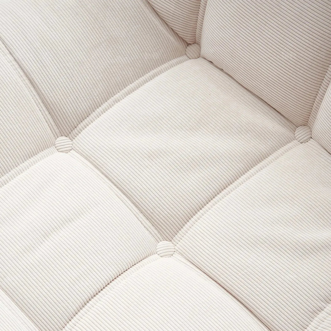 Modern corduroy fabric 1 seater sofa tofu detail 4.