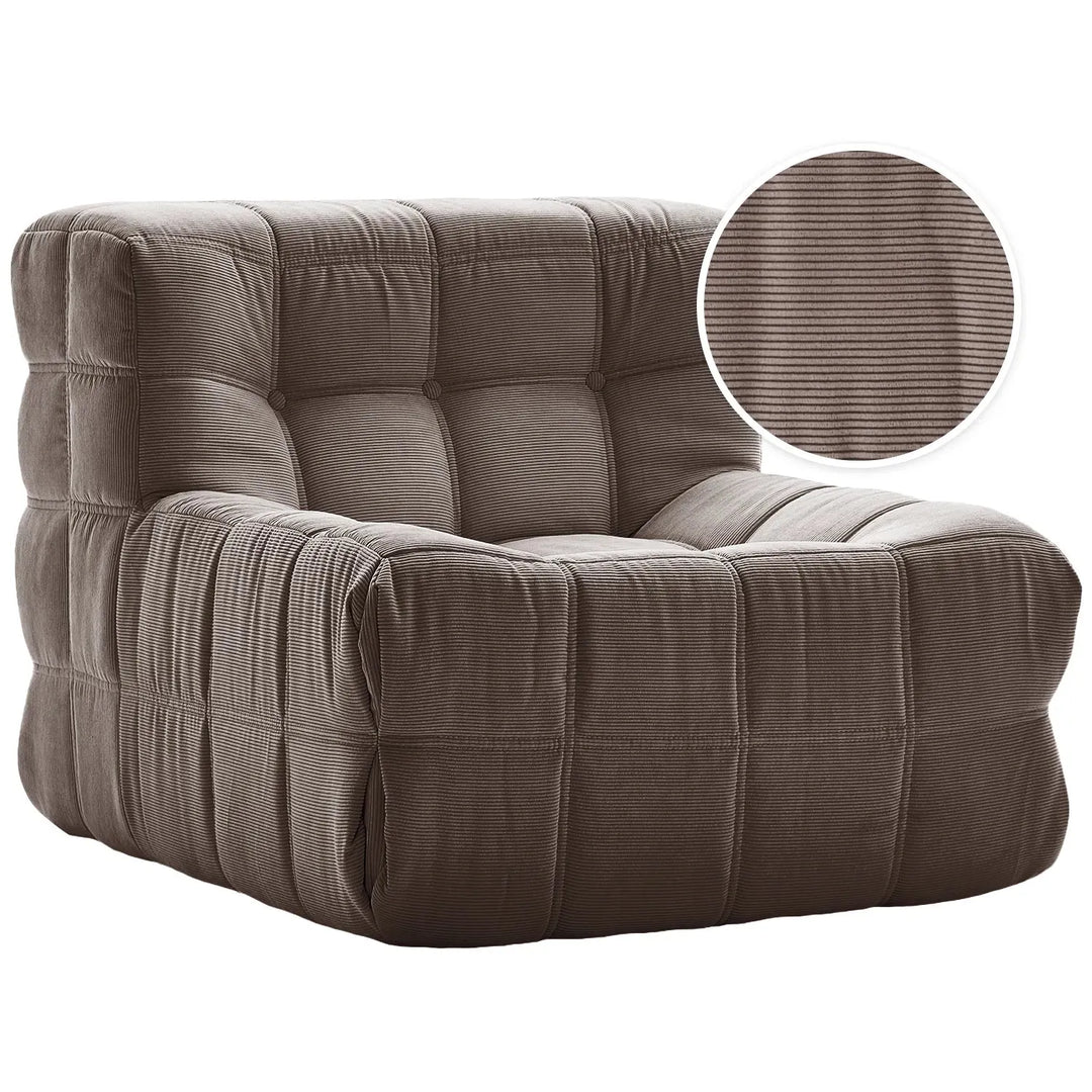 Modern corduroy fabric 1 seater sofa tofu detail 10.