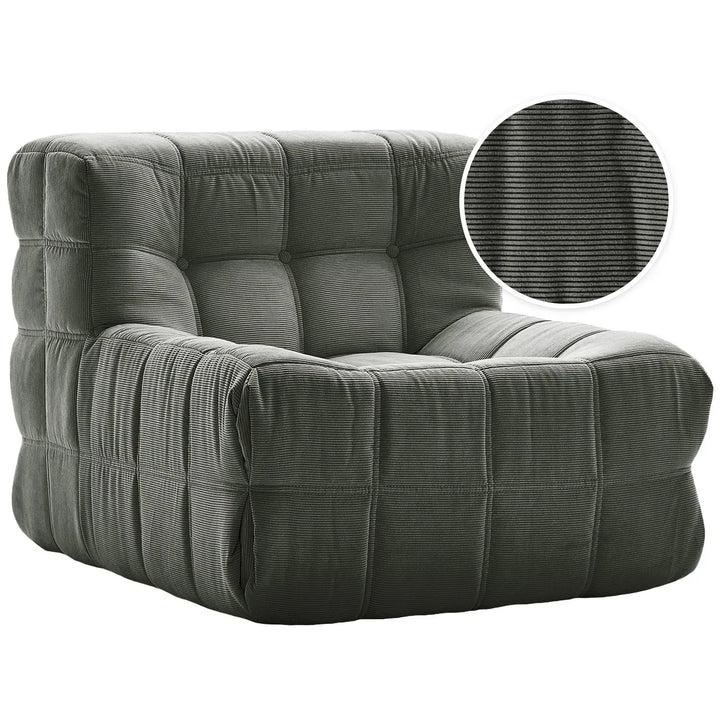 Modern corduroy fabric 1 seater sofa tofu detail 15.