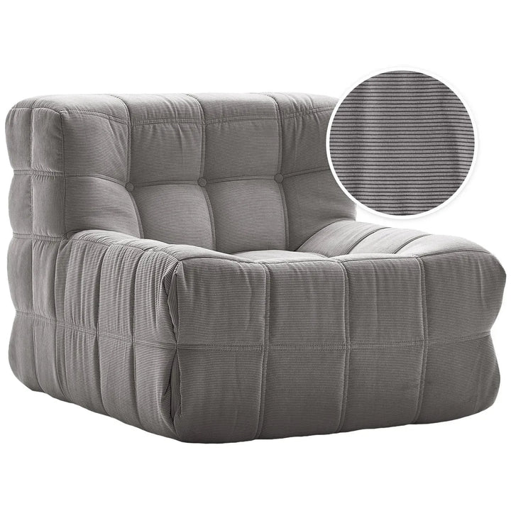 Modern corduroy fabric 1 seater sofa tofu detail 20.