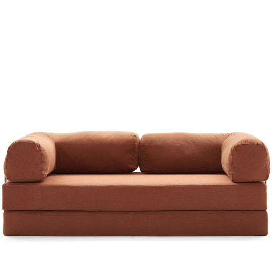 Modern corduroy fabric sofa bed squeeze in white background.
