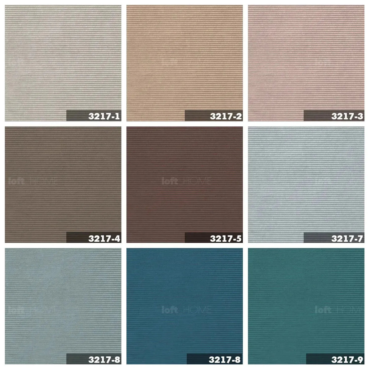 Modern corduroy fabric sofa bed squeeze color swatches.