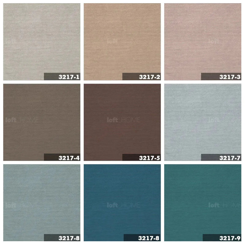 Modern corduroy fabric sofa bed squeeze color swatches.