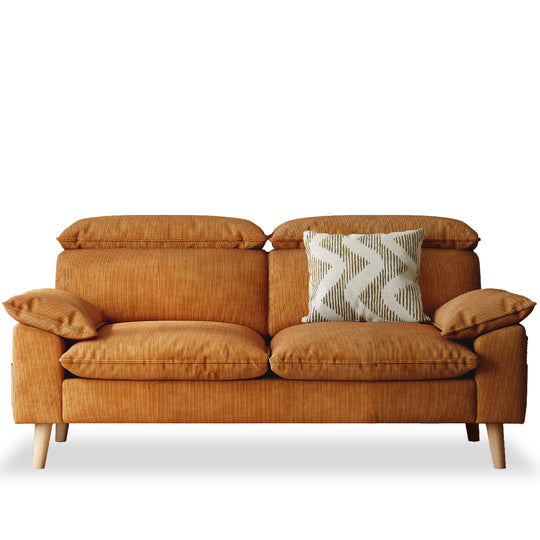 Scandinavian corduroy velvet fabric 2 seater sofa cordy in white background.