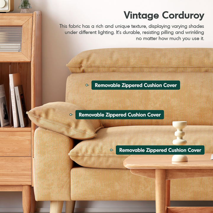 Modern corduroy velvet fabric 2 seater sofa cordy in details.