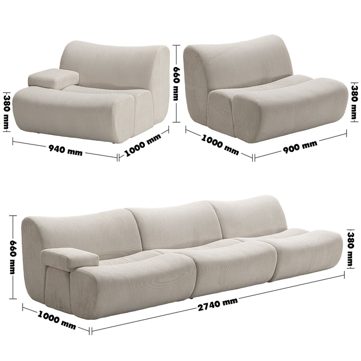 Modern corduroy velvet fabric modular 3 seater sofa ernest size charts.