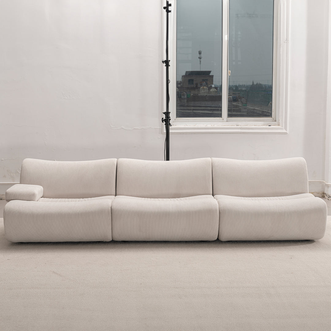 Modern corduroy velvet fabric modular 3 seater sofa ernest in real life style.