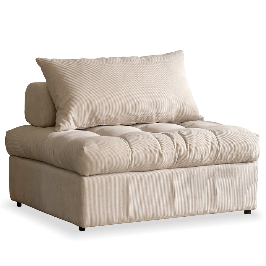 Modern corduroy velvet fabric modular armless 1 seater sofa flexa in white background.