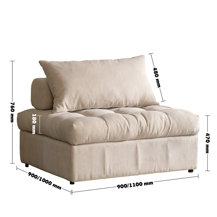 Modern corduroy velvet fabric modular armless 1 seater sofa flexa size charts.