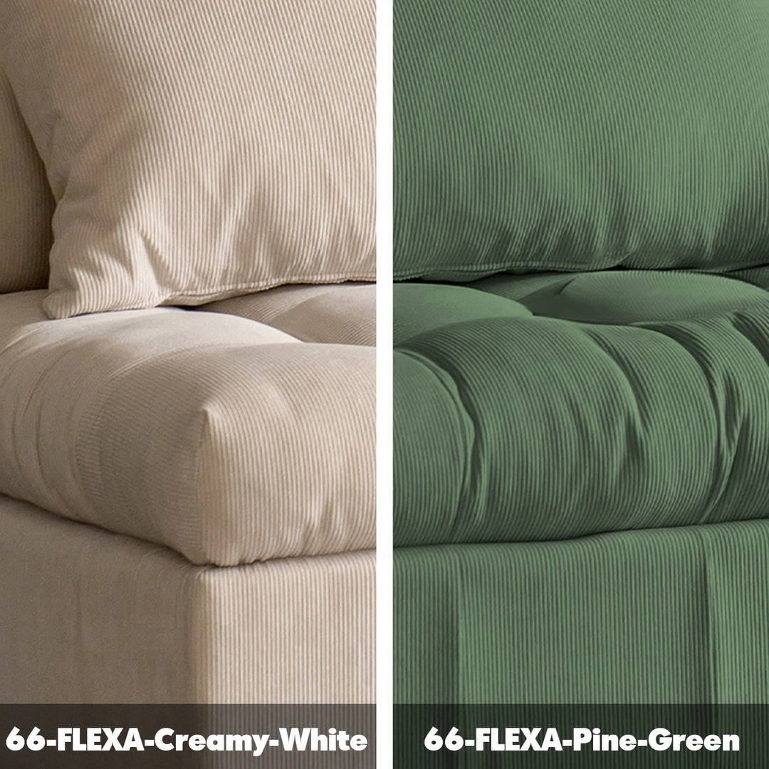 Modern corduroy velvet fabric modular armless 1 seater sofa flexa color swatches.