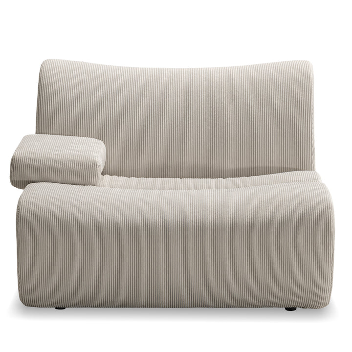 Modern corduroy velvet fabric modular corner 1 seater sofa ernest in still life.