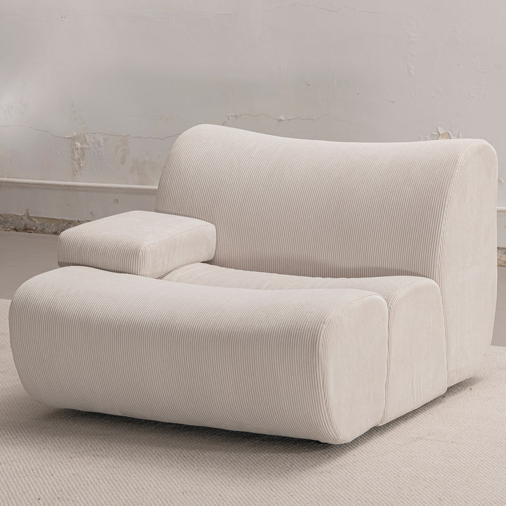 Modern corduroy velvet fabric modular corner 1 seater sofa ernest in real life style.