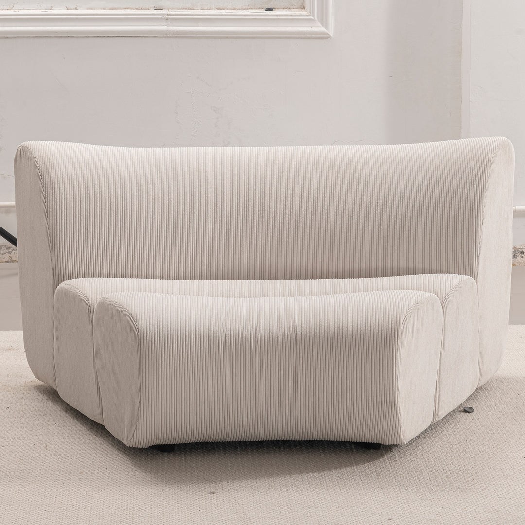 Modern corduroy velvet fabric modular joint connection 1 seater sofa ernest material variants.