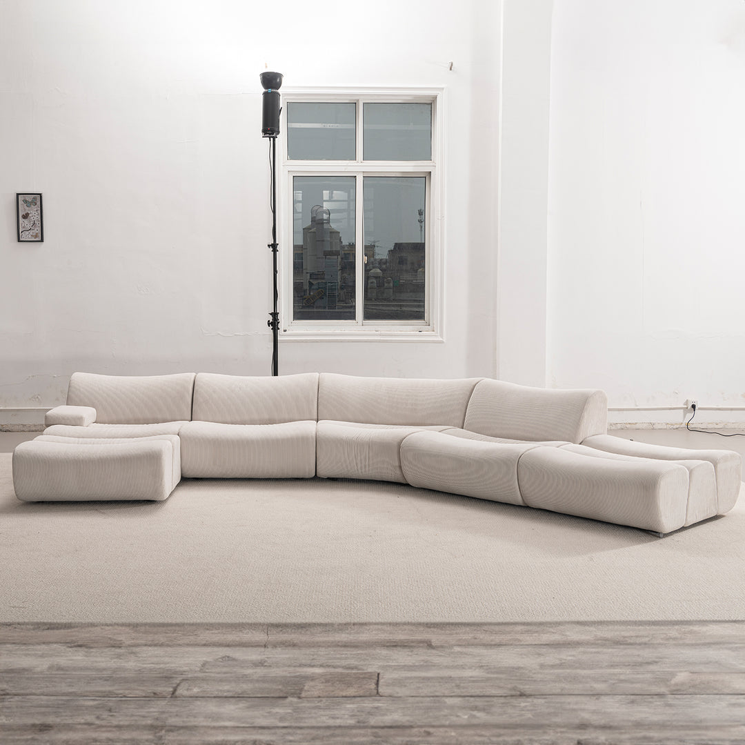 Modern corduroy velvet fabric modular l shape sectional sofa ernest 4+l in still life.