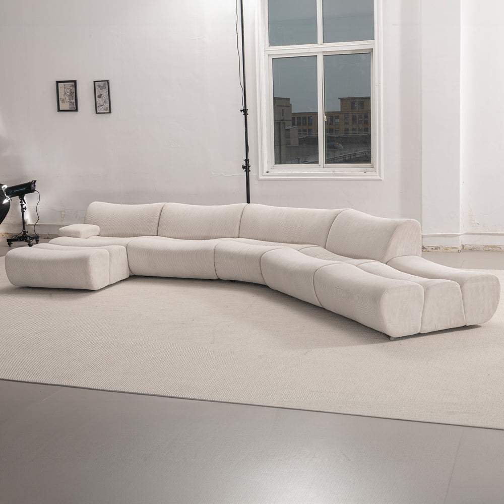 Modern corduroy velvet fabric modular l shape sectional sofa ernest 4+l primary product view.