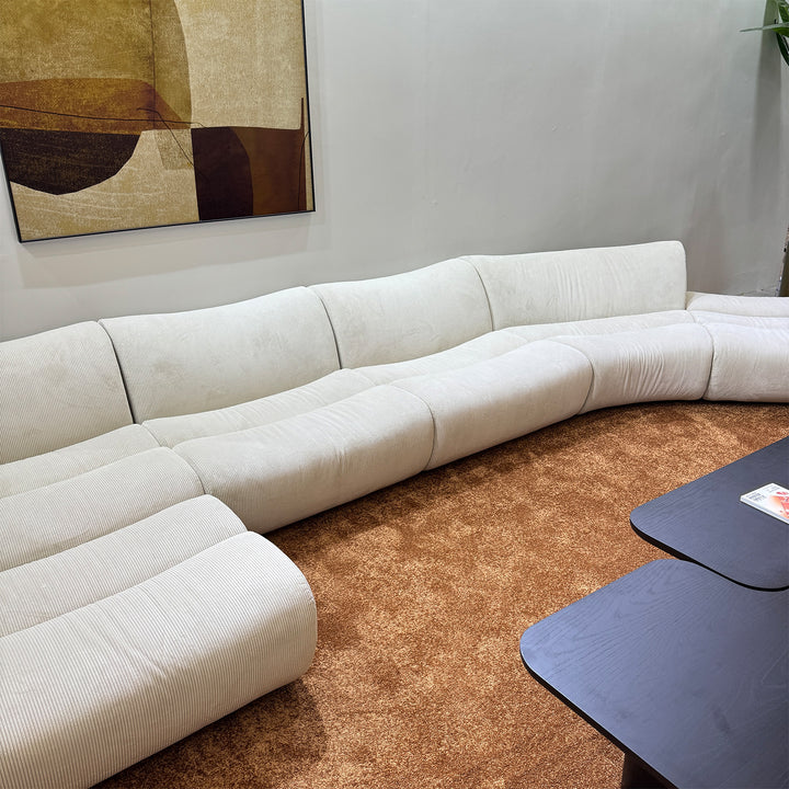 Modern corduroy velvet fabric modular l shape sectional sofa ernest 4+l in close up details.