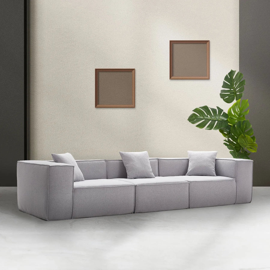 Modern cotton-linen fabric 4.5 seater sofa block primary product view.