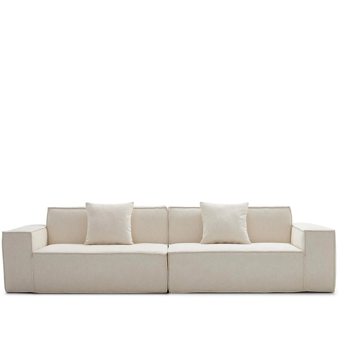 Modern cotton-linen fabric 4.5 seater sofa press in white background.