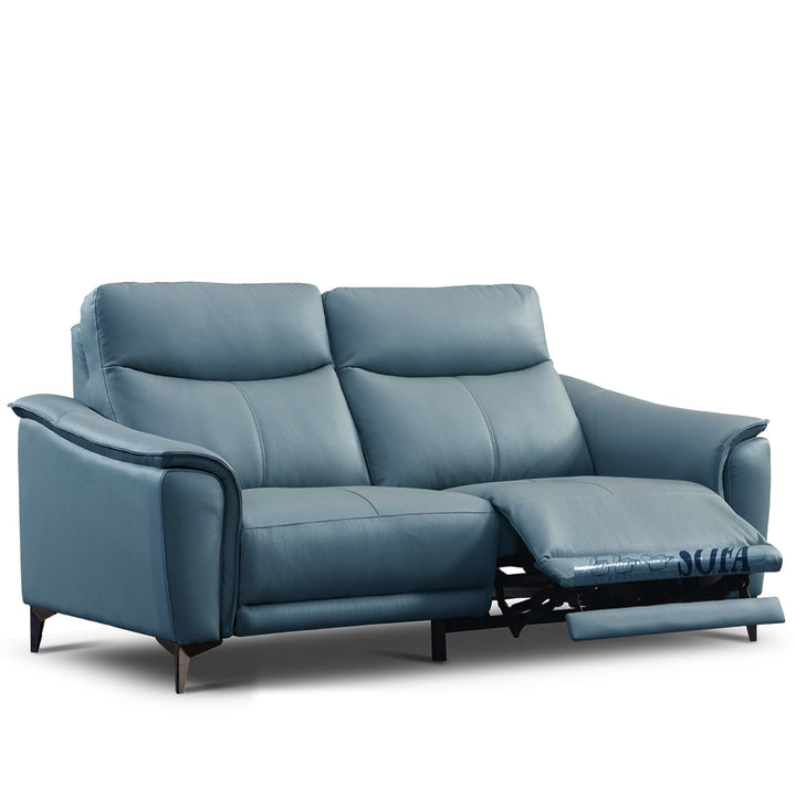 Modern genuine leather electric recliner sofa 2 seater carlos in panoramic view.