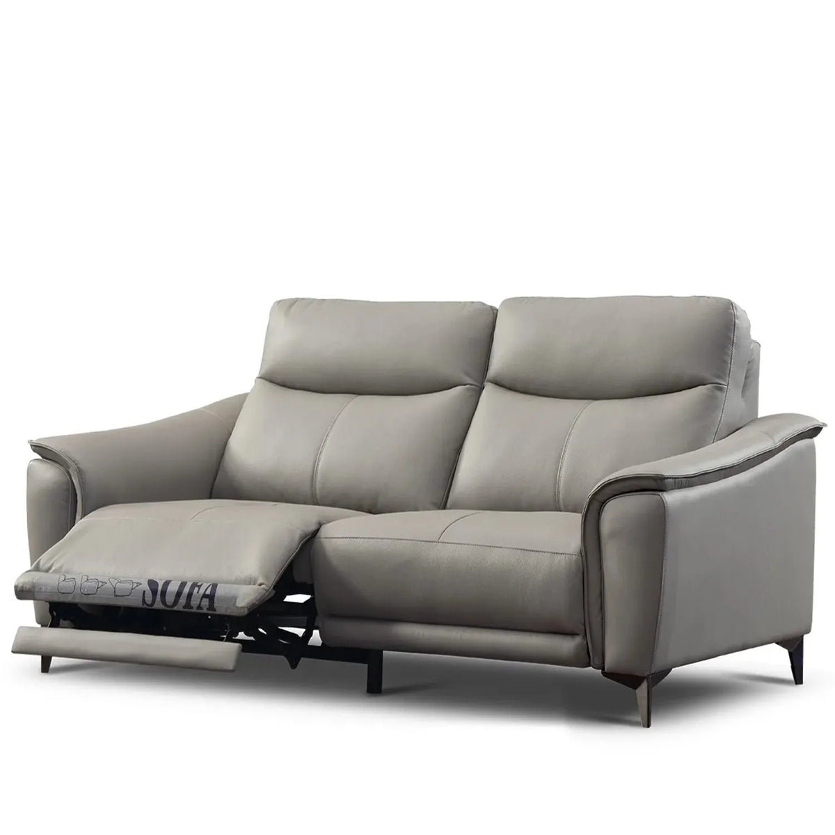 Modern genuine leather electric recliner sofa 2 seater carlos in still life.