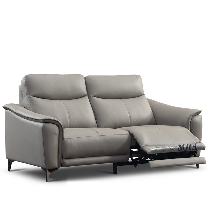 Modern genuine leather electric recliner sofa 2 seater carlos in white background.