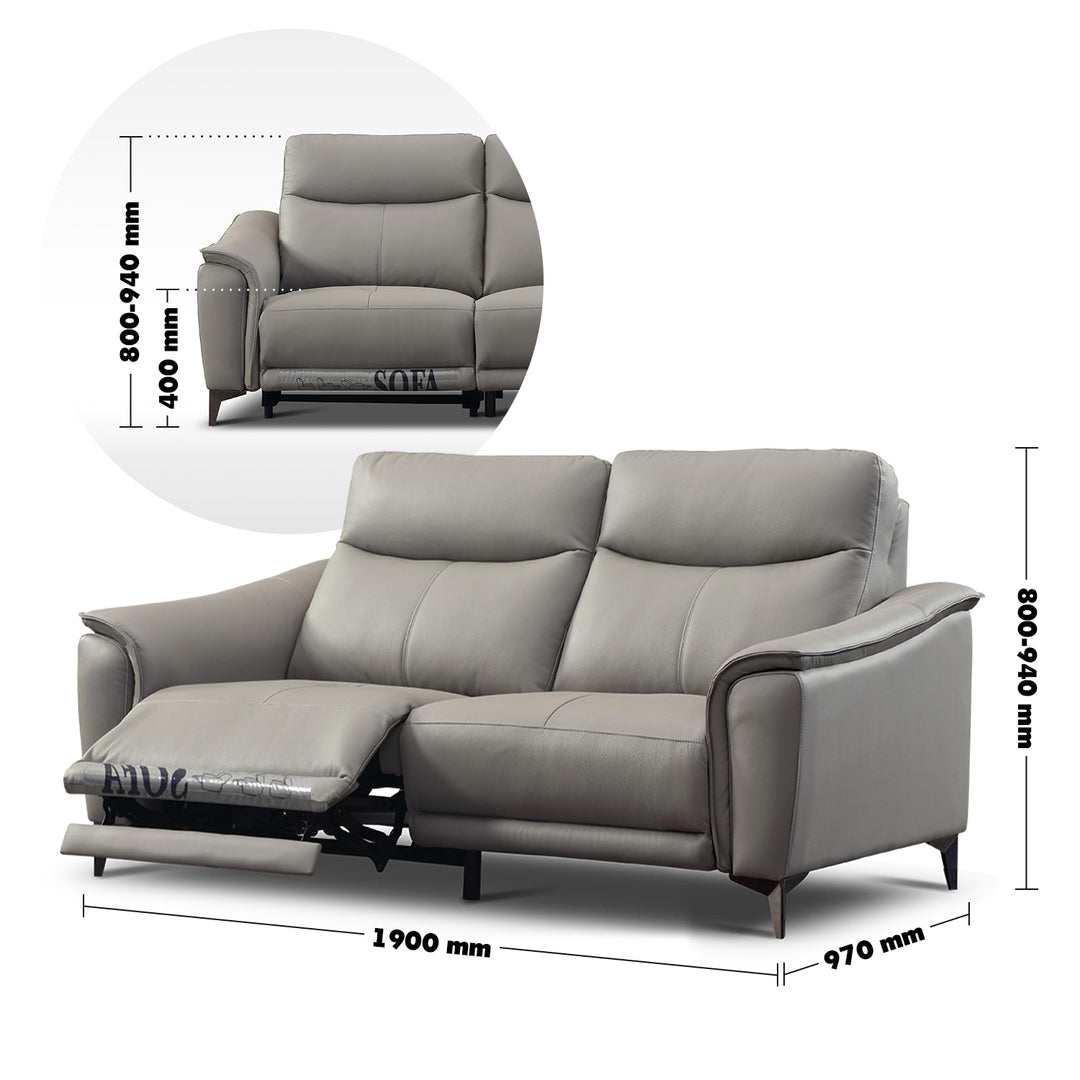 Modern genuine leather electric recliner sofa 2 seater carlos size charts.