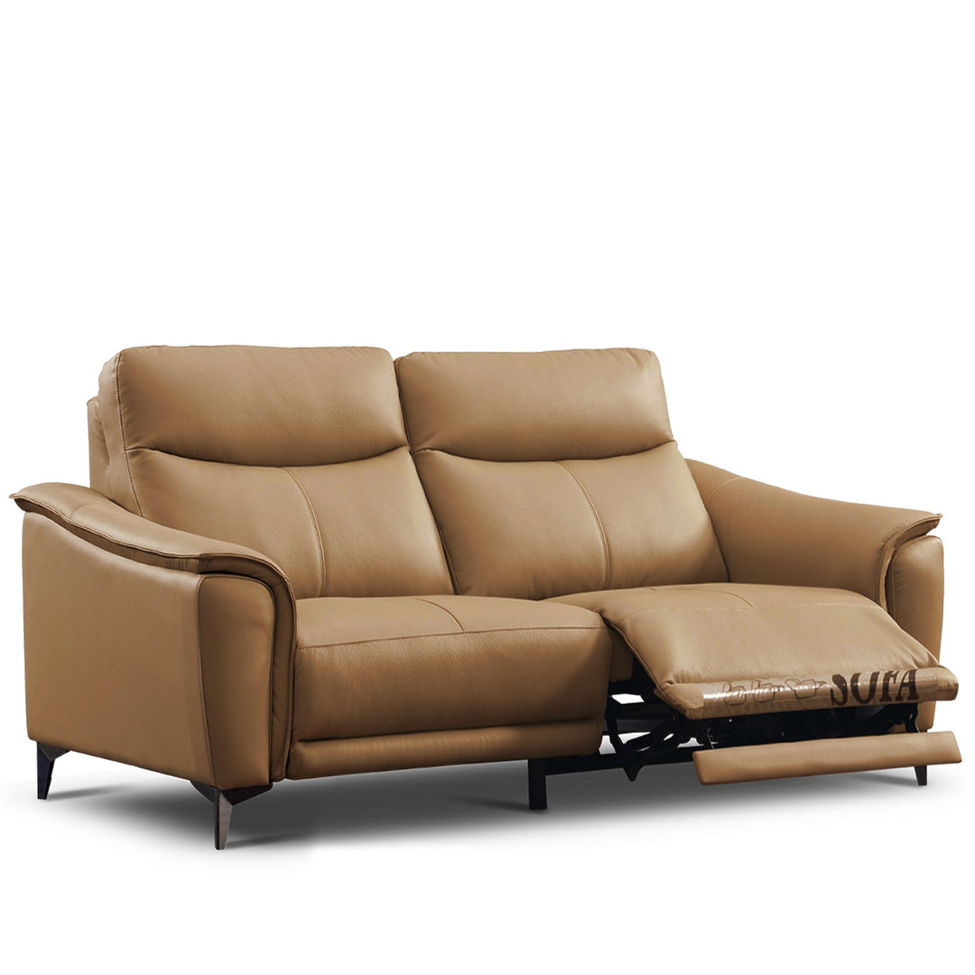 Modern genuine leather electric recliner sofa 2 seater carlos with context.