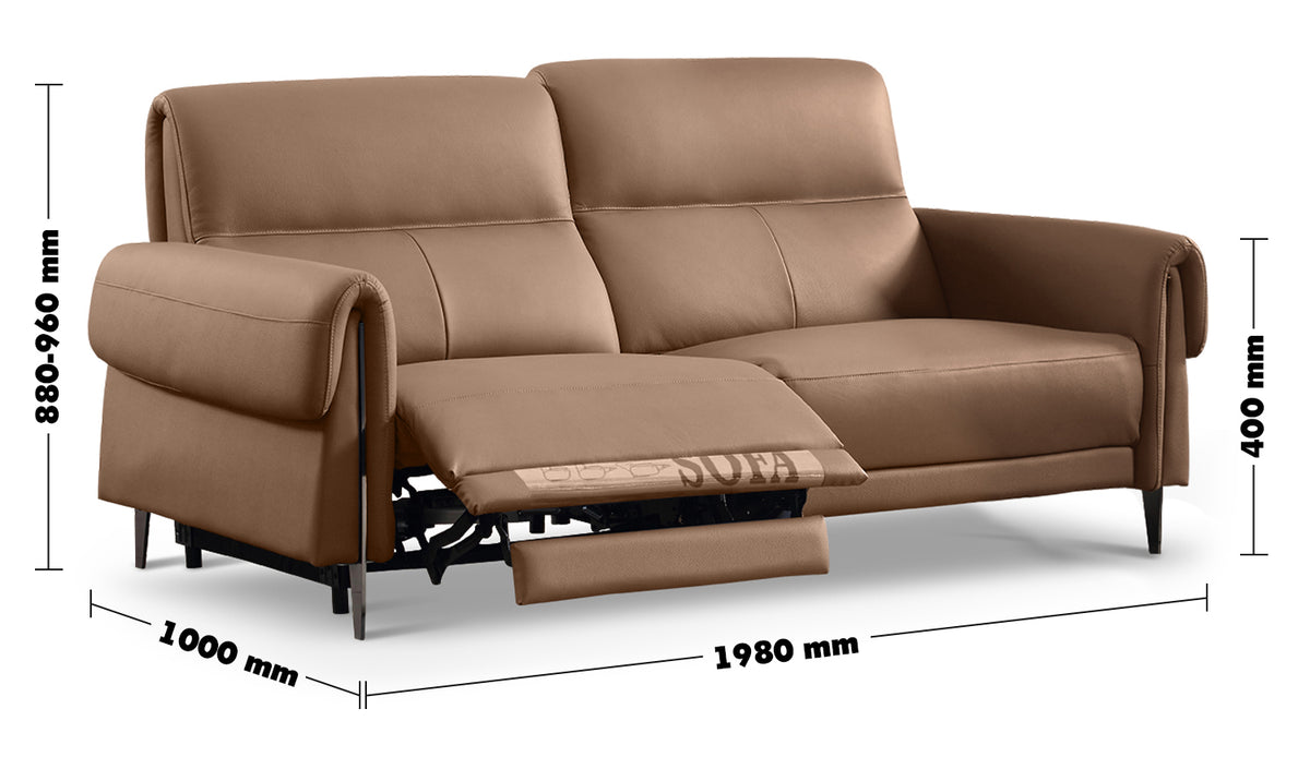 Modern Genuine Leather Electric Recliner Sofa 2 Seater CHEERS Size Chart