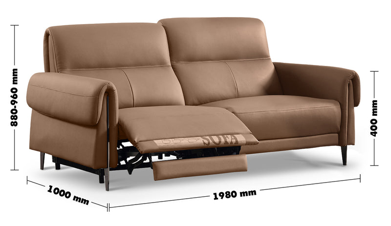 Modern Genuine Leather Electric Recliner Sofa 2 Seater CHEERS Size Chart
